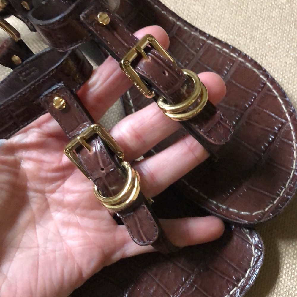 TORY BURCH brown thong gold accent sandals, 7.5 - Picture 4 of 10